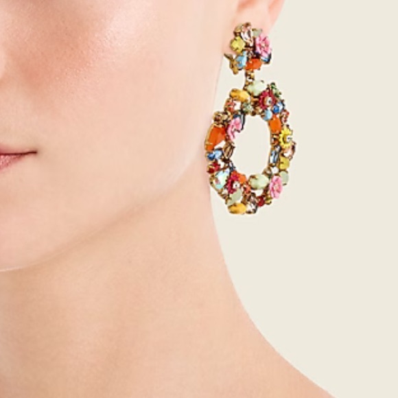 NWT ⚜️🌺⚜️ Piper K Gorgeous Colorful floral hoop earrings - Picture 5 of 12